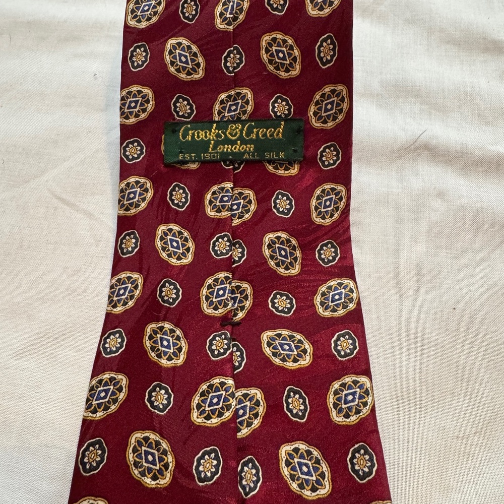 Crooks & Creed Burgundy Silk Tie